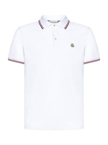 Logo Patch Short Sleeve Polo Optical White - MONCLER - BALAAN 1