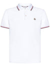 MONCLER logo patch cotton short sleeve PK shirt optical white J1091 8A70300 84556 001 - MONCLER - BALAAN