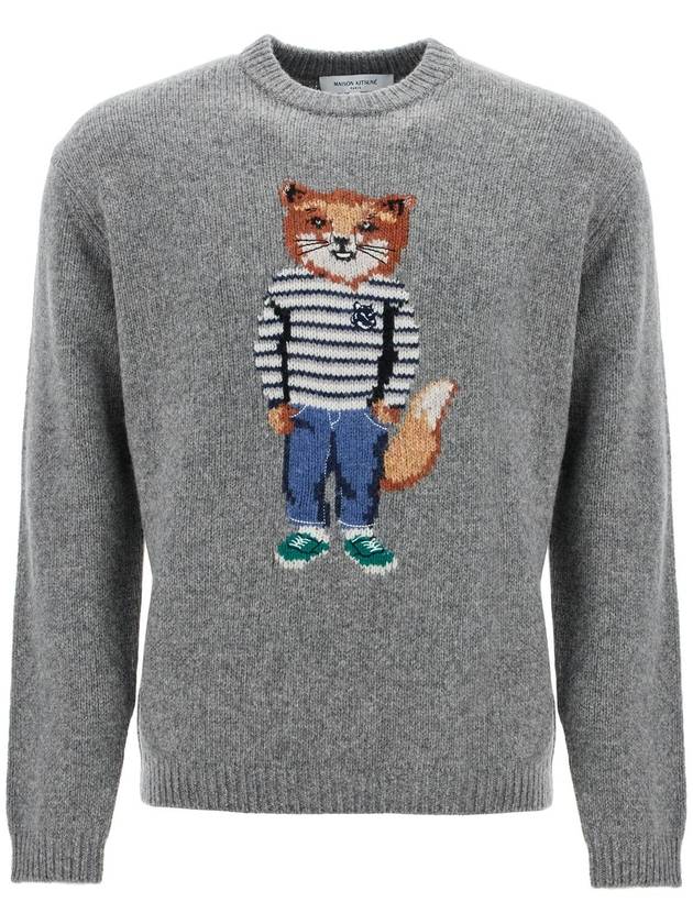 Dressed Fox Intarsia Knit Top Grey - MAISON KITSUNE - BALAAN 2