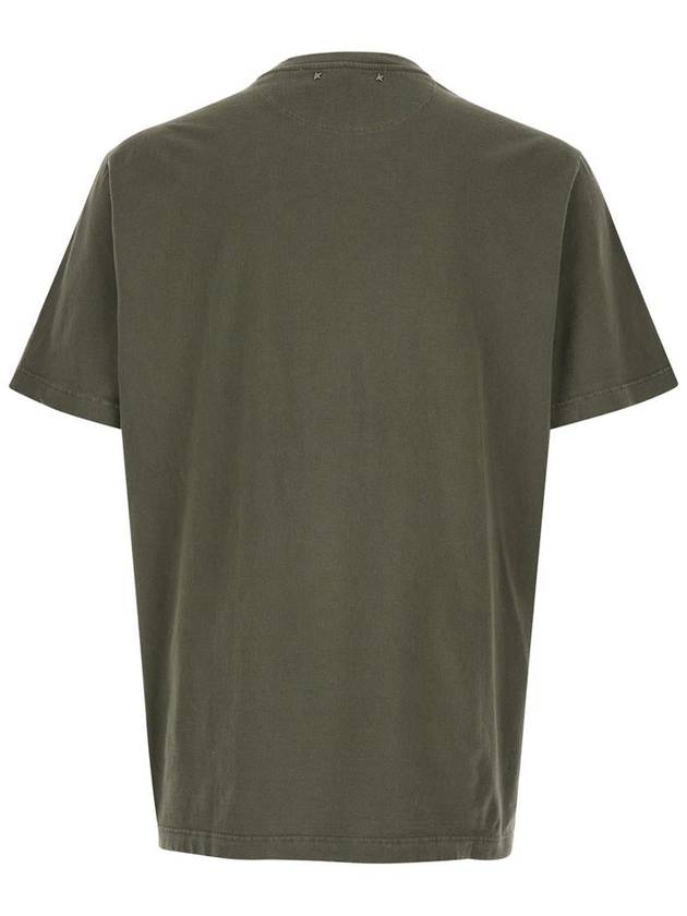 Golden Lettering Cotton Short Sleeve T-Shirt Olive Green - GOLDEN GOOSE - BALAAN 3