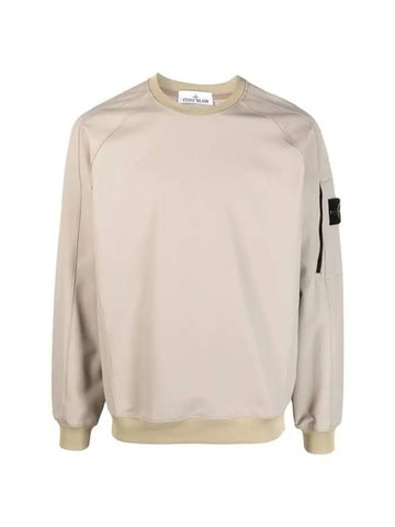 Crewneck Stretch Nylon Badge Sweatshirt Dove Grey - STONE ISLAND - BALAAN 1