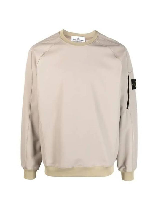 Crewneck Stretch Nylon Badge Sweatshirt Dove Grey - STONE ISLAND - BALAAN 1