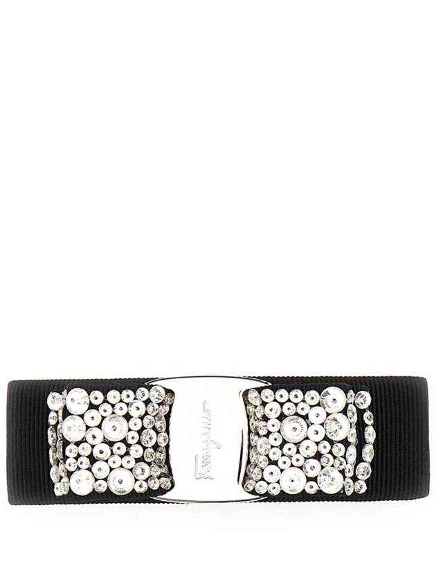 Vara Bow Black Hair Clip Silver - SALVATORE FERRAGAMO - BALAAN 2