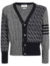 Funmix Twist Cable Cardigan Med Gray MKC486F Y1506 035 - THOM BROWNE - BALAAN 1