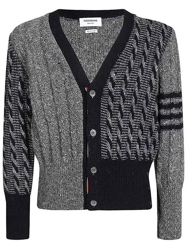 Funmix Twist Cable Cardigan Med Gray MKC486F Y1506 035 - THOM BROWNE - BALAAN 1