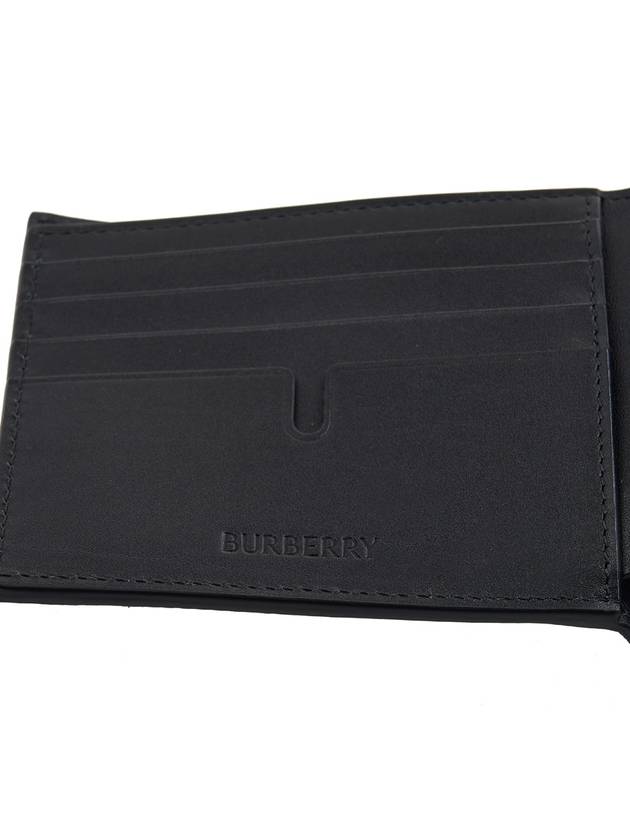 Embossed Checked Leather Half Wallet Black - BURBERRY - BALAAN 9