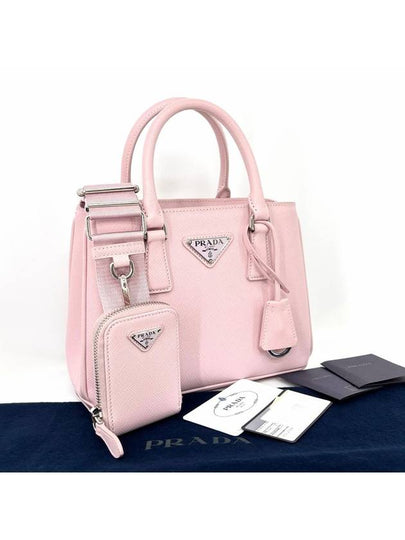 Saffiano Lux Micro Tote Bag and Cross Light Pink 1BA296 - PRADA - BALAAN 2