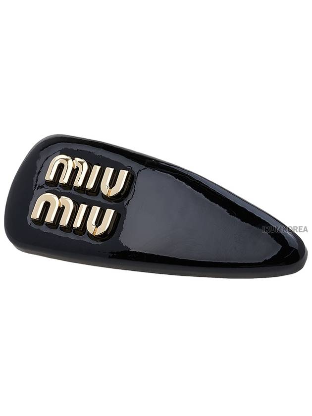 Logo Patent Leather Hair Clip Black - MIU MIU - BALAAN 8