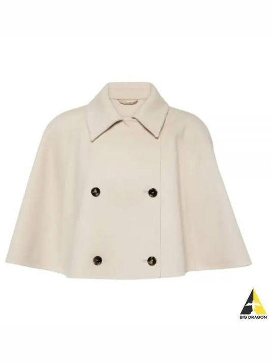 Volume Crop Double Breasted Virgin Wool Cape Beige - MAX MARA - BALAAN 2