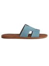 Men's Izmir H ​​Logo Leather Sandals Blue - HERMES - BALAAN 1