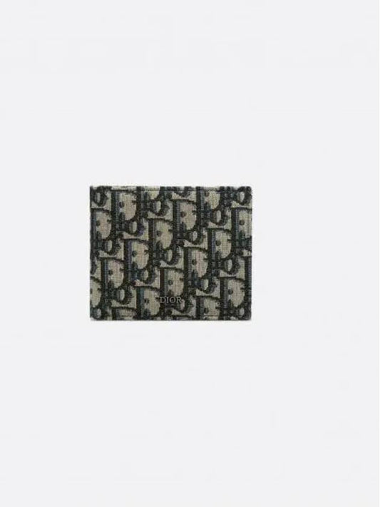 Compact Oblique Jacquard Half Wallet Black Beige - DIOR - BALAAN 2