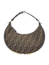 Fendigraphy FF Logo Small Fabric Hobo Shoulder Bag Brown - FENDI - BALAAN 1