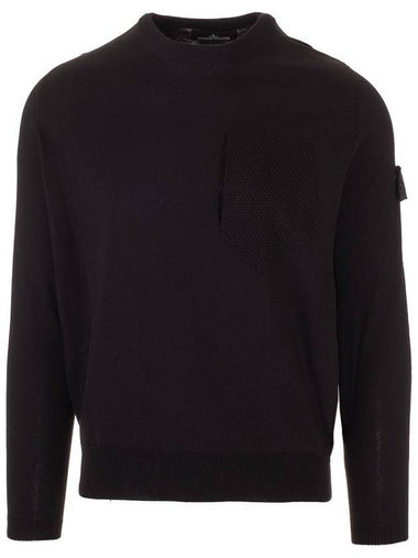 Shadow Project Pocket Crew Neck Knit Top Black - STONE ISLAND - BALAAN 1