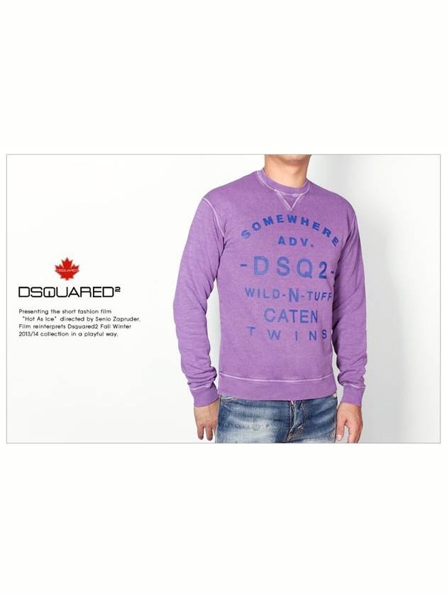 Dsquared Men Somewear Printing Vintage Washing Sweatshirt 74GU0026 Violet - DSQUARED2 - BALAAN 3