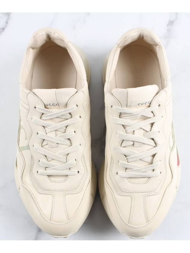 Rhyton strip logo sneakers size 8 5 - GUCCI - BALAAN 9