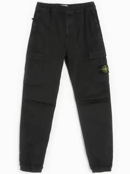 Stretch Cotton Cargo Straight Pants Black - STONE ISLAND - BALAAN 2