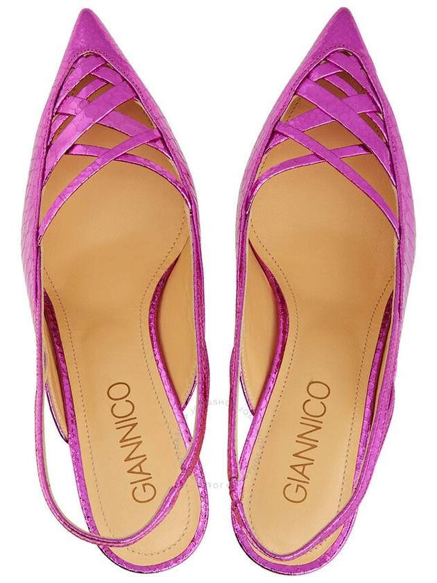 Giannico Fuchsia Amelia 60 Python Slingback Pumps, Brand Size 36 ( US Size 6 ) - GIANNICO - BALAAN 3