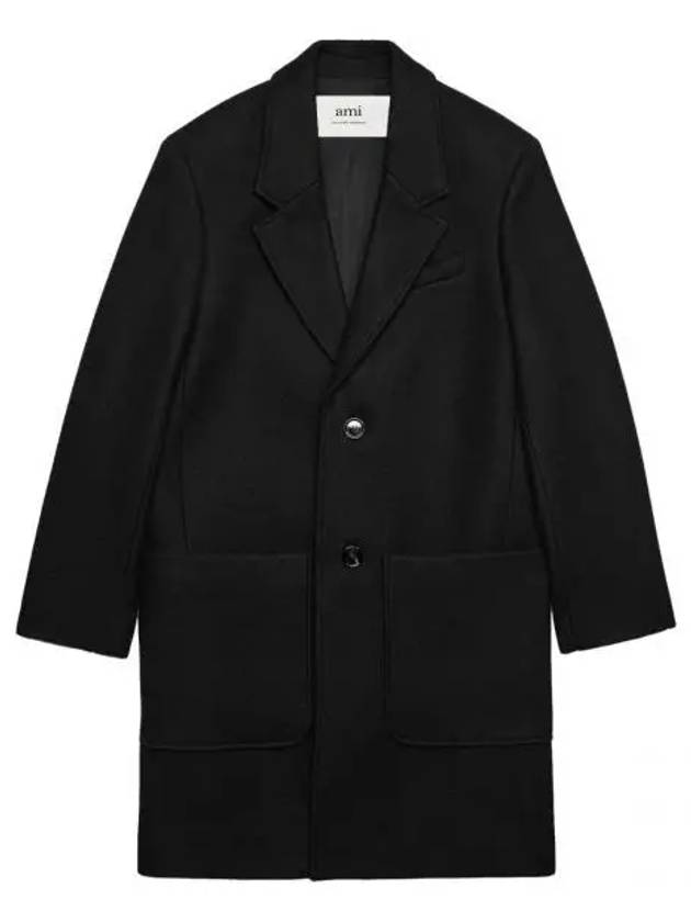 Two Button Wool Single Coat Black - AMI - BALAAN 1