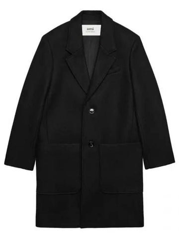 Two Button Wool Single Coat Black - AMI - BALAAN 1