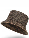 FF Logo Embroidery Cotton Bucket Hat Brown - FENDI - BALAAN 3