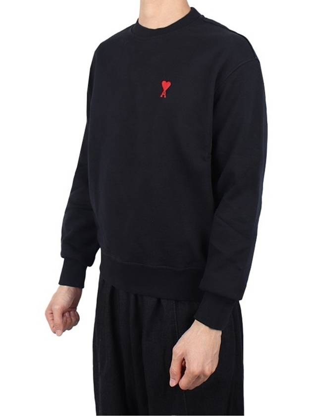 Small Heart Logo Sweatshirt Black - AMI - BALAAN 5