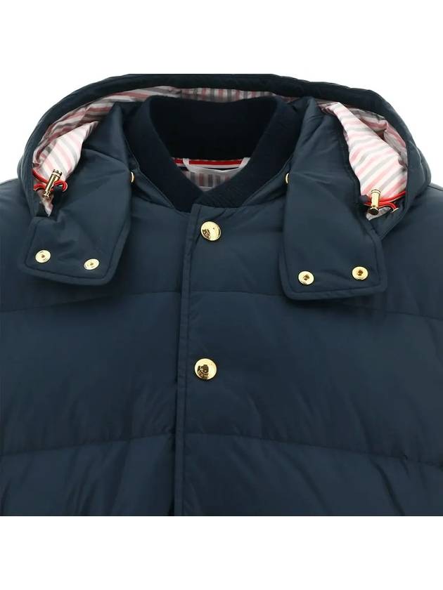 Downfilled Nylon 4-Bar Bomber Padding Navy - THOM BROWNE - BALAAN 5