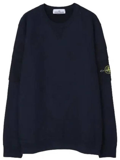 Garment Dyed Double Pocket Brushed Cotton Fleece Sweatshirt Navy - STONE ISLAND - BALAAN 2