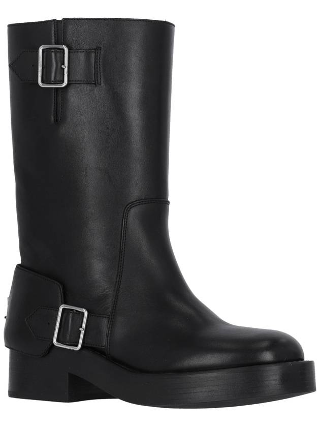 Americana Harness Leather Middle Boots Black - COURREGES - BALAAN 3