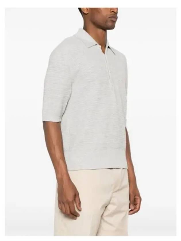 Cotton 4-Bar Relaxed Fit Polo Shirt Grey - THOM BROWNE - BALAAN 3