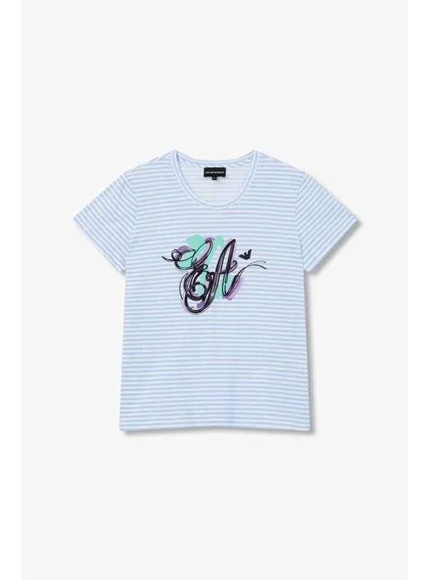 Women s Embroidered Logo Striped T Shirt Blue - EMPORIO ARMANI - BALAAN 1