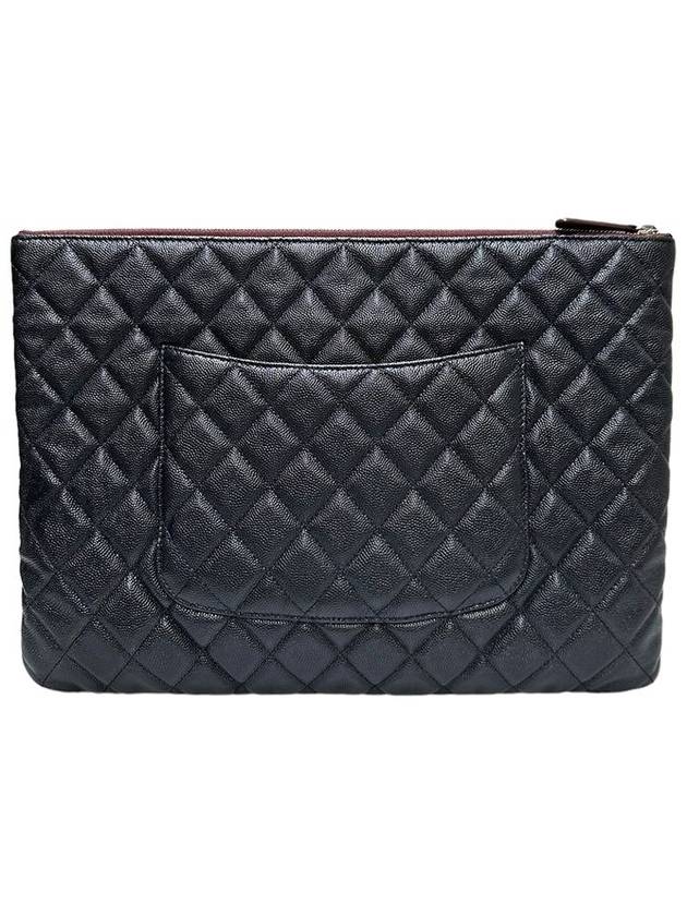 Women s A82552 Cavier Skin Classic COCO Silver Logo Large Clutch - CHANEL - BALAAN 3