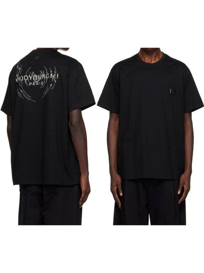 Wave Graphic Back Logo Short Sleeve T-Shirt Black - WOOYOUNGMI - BALAAN 2