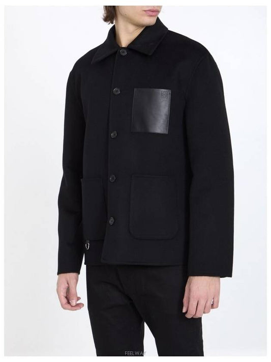 Anagram Embossed Workwear Wool Cashmere Blend Jacket Black - LOEWE - BALAAN 2