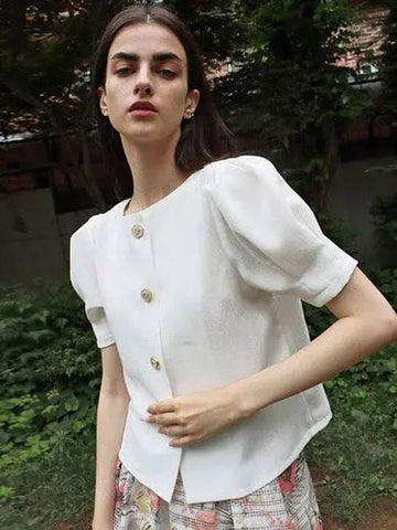 Reversal Linen Blouse White - DAMAGE MNEMONIC - BALAAN 1