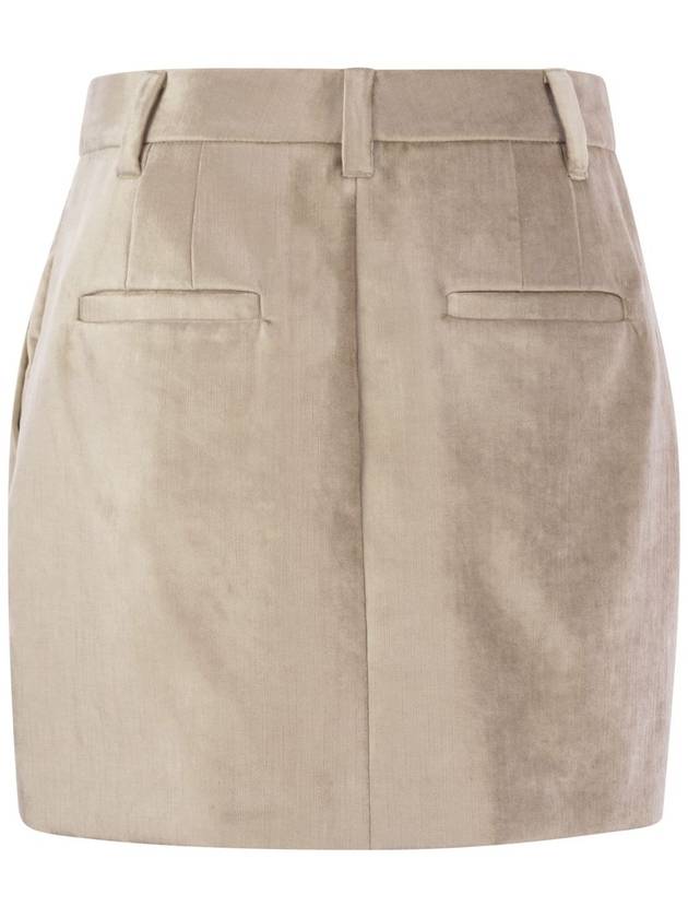 Sleek Cotton Viscose Velvet Mini Sartorial Skirt - BRUNELLO CUCINELLI - BALAAN 2