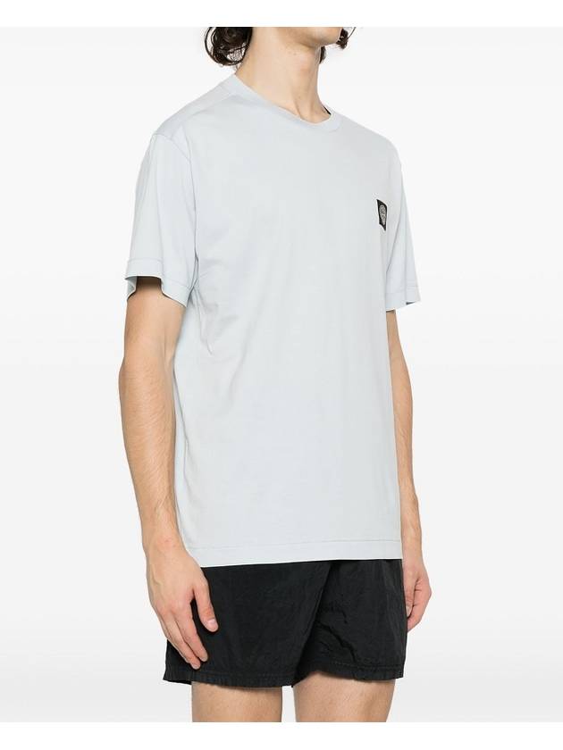 Logo Patch Short Sleeves T-Shirt Sky Blue - STONE ISLAND - BALAAN 5