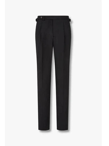 Men s Textured Wool Tab Pants Black - EMPORIO ARMANI - BALAAN 1