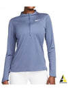 Women's Dri Fit UV Advantage Half Zip Long-Sleeve T-Shirt Blue - NIKE - BALAAN 2