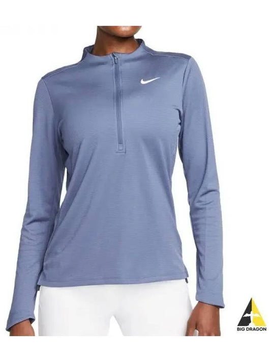 Women's Dri Fit UV Advantage Half Zip Long-Sleeve T-Shirt Blue - NIKE - BALAAN 2