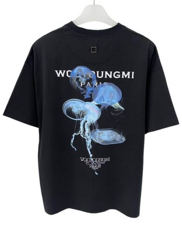 Jellyfish Bag Logo Cotton Short Sleeve T-Shirt Black - WOOYOUNGMI - BALAAN 5