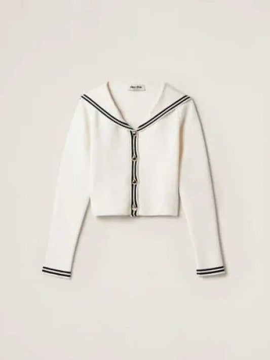 MIU rough collar cardigan white blue MMF86014GXF0UB0 - MIU MIU - BALAAN 1