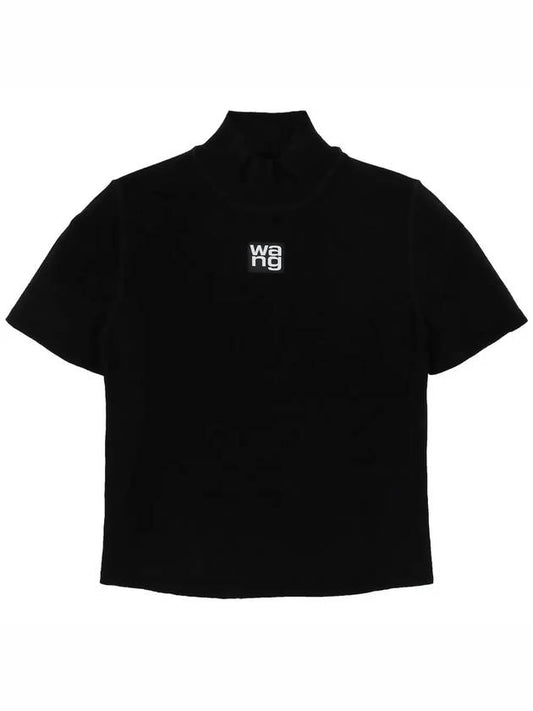 Logo Patch Mock Neck Short Sleeve T-Shirt Black - ALEXANDER WANG - BALAAN 2