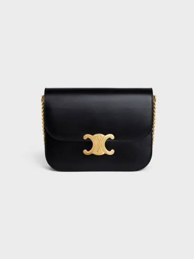 College Triomphe Shiny Calfskin Cross Bag Black - CELINE - BALAAN 2