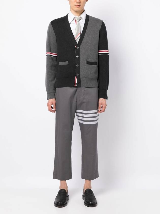 Funmix Cotton ArmBand V-Neck Cardigan Tonal Grey - THOM BROWNE - BALAAN 3