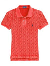 Slim Fit Cable Knit Polo Shirt Red - POLO RALPH LAUREN - BALAAN 2