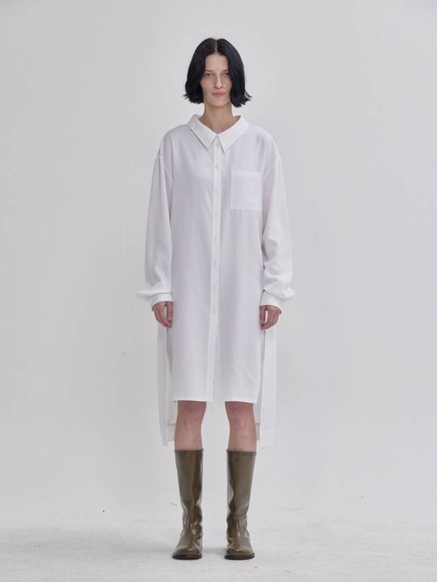 Double Sleeve Detail Tencel Shirt Type Dress White - LIE - BALAAN 2