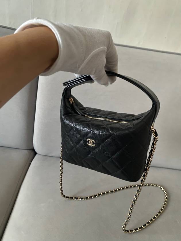 25C Cruise Mini Chain Hobo Bag Top Handle Caviar Black Gold Plated AP4386 - CHANEL - BALAAN 8