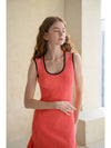 Caisienne slim fit sleeveless slit unbalanced knit dress_coral - CAHIERS - BALAAN 4