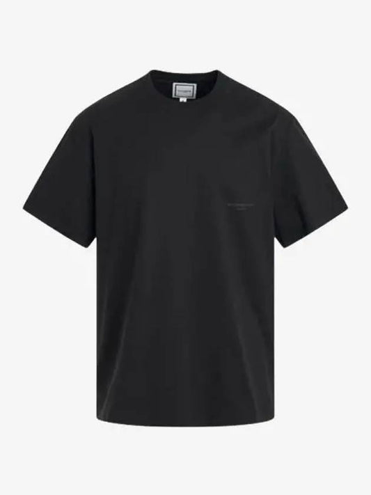 Leather Patch Short Sleeve T Shirt Black Women M241TS02716B - WOOYOUNGMI - BALAAN 1