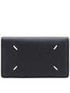 Stitched Leather Card Wallet Black - MAISON MARGIELA - BALAAN 2